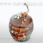 0028570-Б Янтарь Шкатулка маленькая "Виноград" Бронза