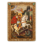 0065402-21*29см Икона подарочная"Чудо св.Георгия о змие" мор.дуб  в ПУ (RTI-651-1.m)