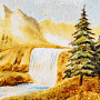 Картина янтарная "Водопад в горах" 60х40 см, фотография 5. Интернет-магазин ЛАВКА ПОДАРКОВ