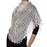 0061341 Пуховый платок 140*140см "ПАУТИНКА" белый на  шелке