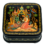 0071584/7*7см  Лаковая миниатюра Палех ШКАТУЛКА "Аленький цветочек" ЧИГАРЕВА