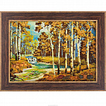 Янтарная картина пейзаж "Ручей в березовом лесу"