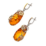 721019/13,19г  Серебро 925* СЕРЬГИ вст.Янтарь р/п