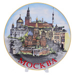 0010403 Тарелка сувенирная "Достопримечательности Москвы" 19см