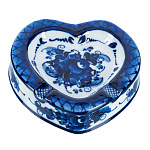 202909 Гжель ПЕПЕЛЬНИЦА СЕРДЦЕ, 14*3,5 см, в кобальте  