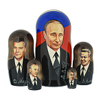0065034 5м19см МАТРЕШКА "ВОЖДИ/ПОЛИТИКИ":Путин, Ельцин,Горбачев,Сталин,Ленин