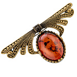 Брошь с янтарем "Крылья"