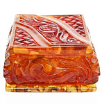 Шкатулка квадратная из янтаря "Ажурная"