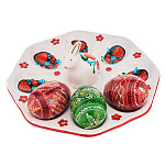 Тарелка-пасхальница с ручной росписью "Кролик" на 8 яиц