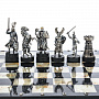 Шахматы с полем из камня и фигурами из серебра "Сражение" 35х35 см, фотография 3. Интернет-магазин ЛАВКА ПОДАРКОВ