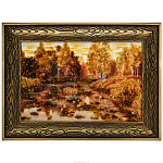 Картина янтарная "Осенний лес" 78х58 см