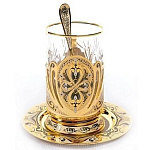 7108 Златоуст Подстаканник + блюдце + ложка в ПУ 30