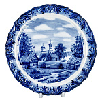  Гжель ТАРЕЛКА натенная "Зима в деревне" d-23 см