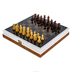 Шахматы с янтарными фигурами "Кристалл" 32х32 см