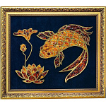 0024609/36*31 Янтарь ПАННО "Рыбка и лотос" 36*31см( внутренний размер)