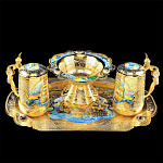  Златоуст НАБОР ПИВНОЙ "МОРСКОЙ БОЙ" поднос+ креветочница, позолота, Эмаль в П/У 