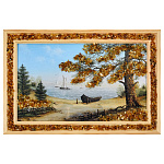 0073696-28*19см ПАННО настенное ПЕЙЗАЖ янтарная крошка (24*15см)