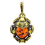 0049724/553.5 Подвеска Жук скарабей со стразами (коньячный)