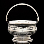 0054656 Серебро 875* САХАРНИЦА С РУЧКОЙ без крышки, гравировка, чернение серебра, в П/У 176