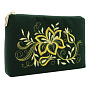 Косметичка бархатная с вышивкой "Нежность". Темно-зеленая, фотография 6. Интернет-магазин ЛАВКА ПОДАРКОВ