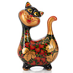 0042504 Хохлома Скульптура-КОПИЛКА "КОШЕЧКА ОЧАРОВАШКА" 14*22,5*8см