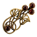 Брошь с янтарем "Кувшинки"