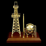 0037164 Златоуст ПОДСТАВКА для РУЧКИ настольная "НЕФТЬ/ГАЗ"  (латунь, позолота)
