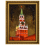 Картина янтарная "Спасская башня ночью" 30х40 см