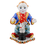 Статуэтка фарфоровая "Клоун с кроликом". Гжель в цвете