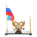 0054612/29*9*33  Часы "Герб" с флагом и ручкой (Верде Гватемала) зеленый мрамор