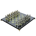 0040657/35*35см Нат.камень ШАХМАТЫ с фигурами  "Александр Македонский" Змеевик