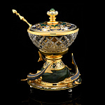 0012405 Златоуст Икорница "Три осетра"  Эмаль, Нефрит, в П/У