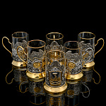 13849-сер/зол-6шт без ложек НАБОР подстаканников "Вокзалы МОСКВЫ" 6шт.в упаковке