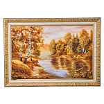 Картина янтарная "Березка у реки" 60х40 см