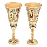 0036626 Златоуст НАБОР подарочный: 2 РЮМКИ, позолота, Фианиты, Эмаль в П/У