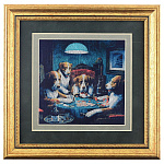 0048096/21*21-красн КАРТИНА сус.золото "ПОКЕР1"1341 gold/red(золото желтое)паспарту красное