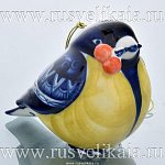 0026851 Гжель Скульптура-Подвеска "Синица" 11*8см  Авт.Черновы Л.и В 