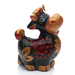 0066329 Хохлома СИМВОЛ ГОДА 2021 Бык "Гаврюша"10*10 см (фарфор)