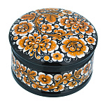 202777 Хохлома Шкатулка (коробочка) ЦВЕТЫ, 11*7 см