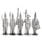 0027200 Военная миниатюра НАБОР СОЛДАТ "ПАВЛОВЦЫ"  5шт. ок.7см Сплав ПОС-61 в ассортименте