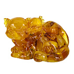 0074113 Янтарь Скульптура ДРАКОН-6 с малышом  янтарь в полиэф смоле 