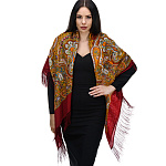 0074369-146*146см ПлатокППс ИСПАНСКИЙ 710-5 крас.шерсть100%, бахрома -шелк