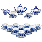 152051 Гжель Сервиз ЧАЙНЫЙ "Тюльпан" 12 перс. кобальт (СТС)