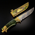 - танк Златоуст НОЖ украшенный Н8 ц/м сталь 65Г-Х12МФ1 Эмаль, рукоять-стаб.береза