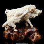 Скульптура из клыка моржа "Кабан с волком", фотография 2. Интернет-магазин ЛАВКА ПОДАРКОВ