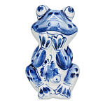 0078092 ГЖЕЛЬ Скульптура ЛЯГУШКА МЕЧТАЕТ сидит,  h=7 см