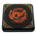 22265/12*12*2,5см Лаковая миниатюра Шкатулка "Жар-Птица" (АР Романова)  (058-6)