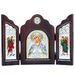 0052376/25*18см/5002538017 Икона Триптих "БМ Семистрельная"шелкогр/позолота/серебр
