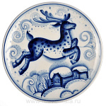 Гжель Тарелка настенная "Жар-птица" в ассортименте Д14см Авт. Алехин С.С.