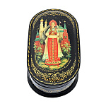 0044917/11*6см  Лаковая миниатюра Палех ШКАТУЛКА "Хлеб да соль" Куманева